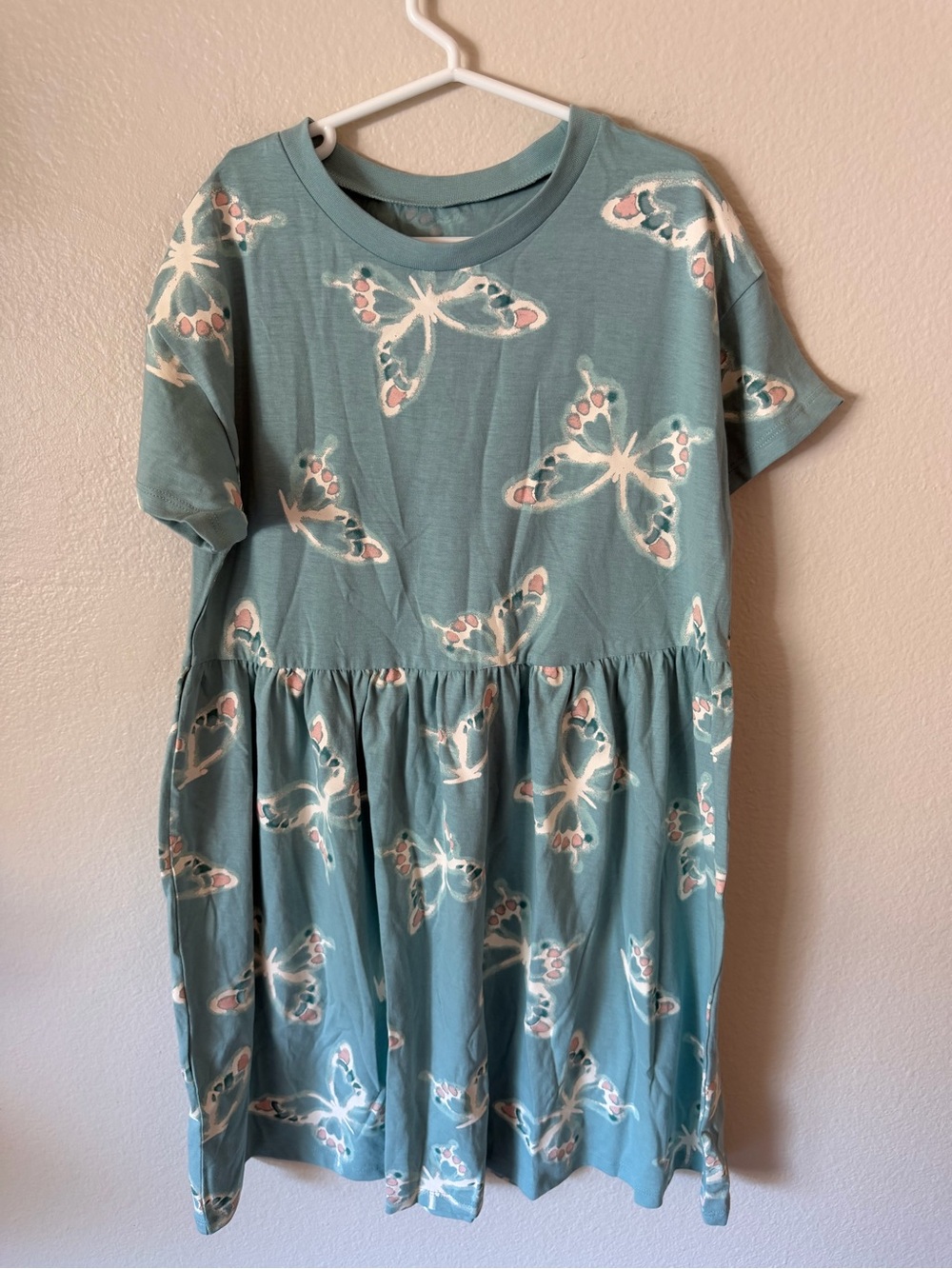 H&M Teal Butterfly Print Casual Dress